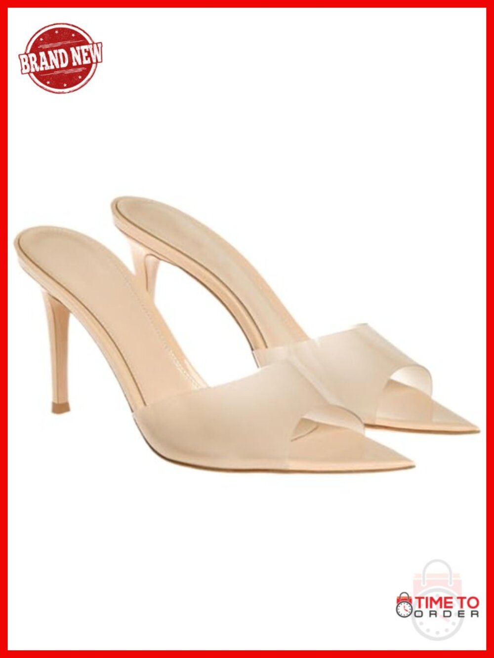 Women's Clear Pointed Toe Slingback Stiletto Heels Open Toe Sandals